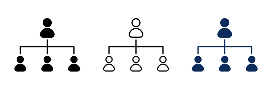 Team People Hierarchy Icon Set Isolated on Transparent Background. Modern Business Organizational Structure Chart and Corporate Management Network. Vector Illustration
