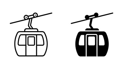 Cable car transportation icon with line and solid silhouette graphic styles. © Iqrabatool
