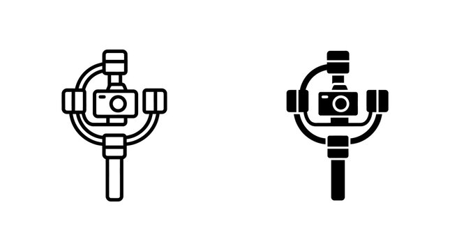 Handheld camera gimbal stabilizer icons for smooth mobile videography and cinematic filming gear.