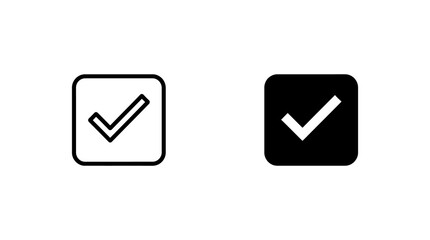 Square checkbox with checkmark icons in outline and solid styles for user interface interaction and web forms. © Iqrabatool