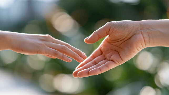 Close-up of two hands touching gently after an argument, reconciliation, emotional connection, forgiveness, relationship repair, symbolic lifestyle photography, with copy space