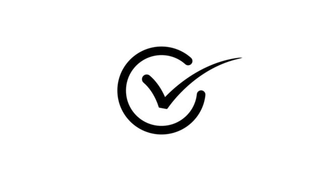 Checkmark animation in motion showing confirmation on white background video footage.