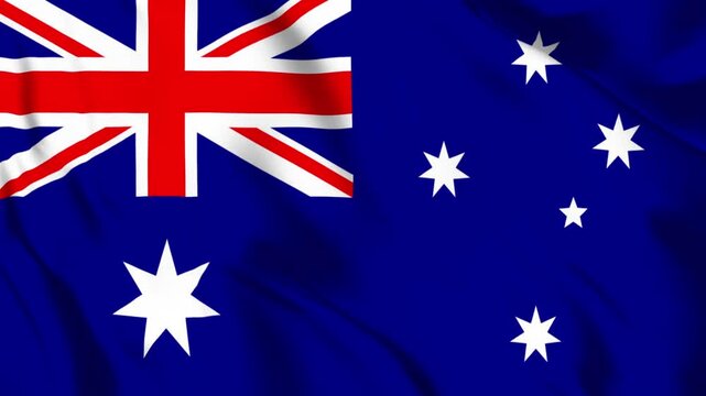 Waving Flag of Australia Featuring Union Jack and Commonwealth Star on Blue Background australian oceania