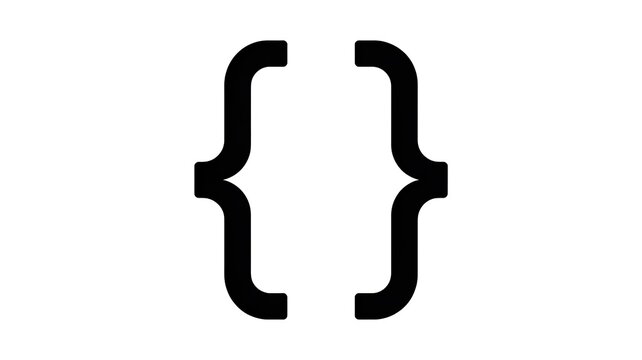 Black curly brackets on white background, braces code