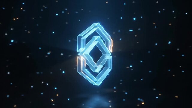 Glowing Neon Logo Forming From Particle Warp Effect In Dark Space 