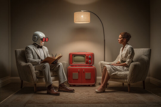 Surreal Couples Therapy Session with an Android