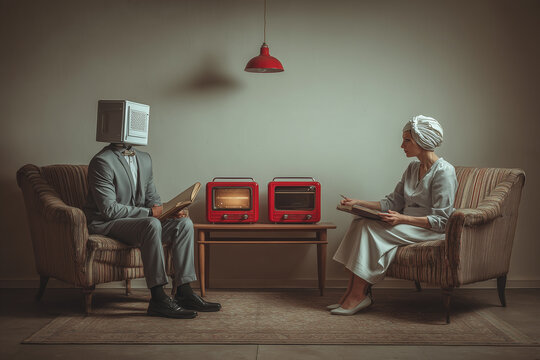 Surreal Couples Therapy Session with an Android