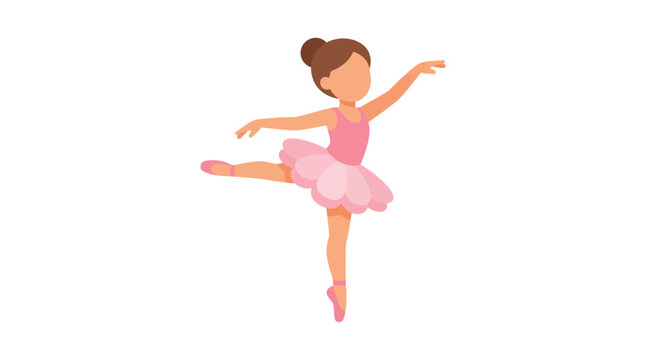 Ballerina in pink leotard and tutu a flat vector illustration