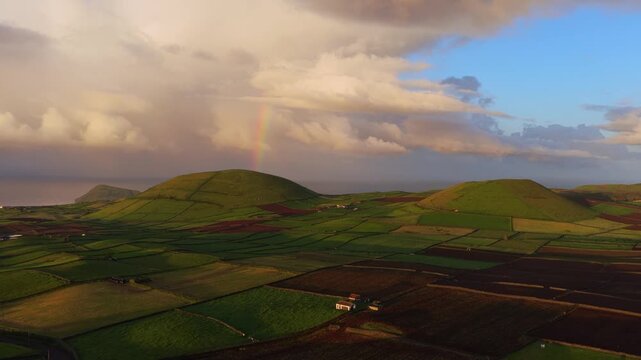 Aerial view of Terceira Island in the Azores, Portugal.