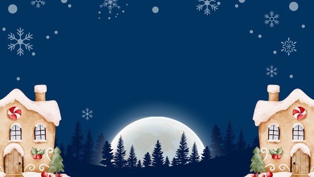 Blue White Illustrative Merry Christmas Background