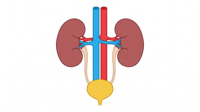 Human urinary system diagram with kidneys and bladder
