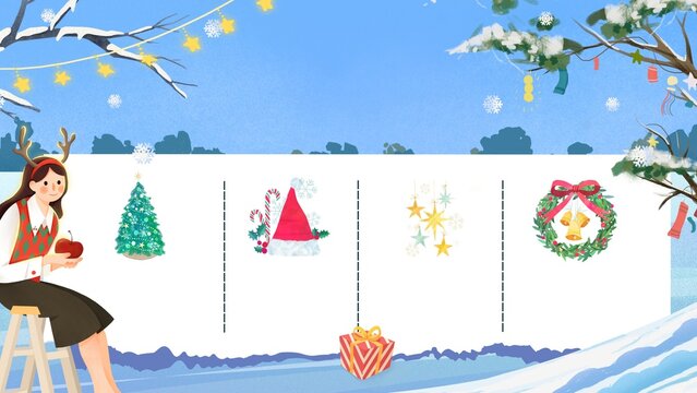 Blue Illustrative Christmas Background