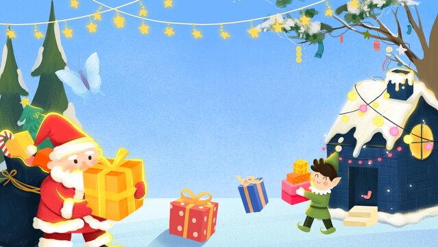Blue Illustrative Christmas Background