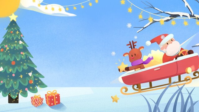 Blue Illustrative Christmas Background
