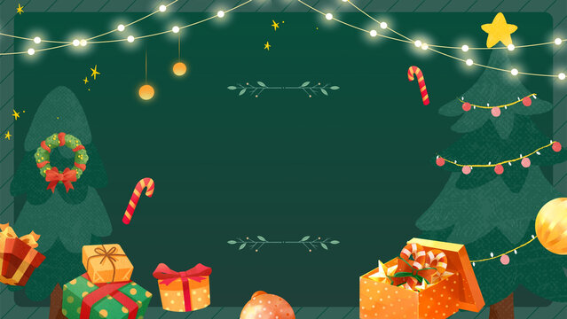 Green Illustrative Merry Christmas Background