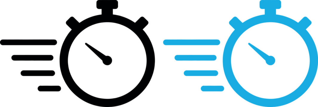 This image showcases a dynamic icon set representing speed and time often used to symbolize efficiency rapid progress and the importance of timely