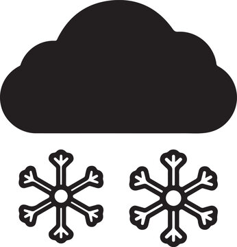 Black cloud and snowflake weather icon.