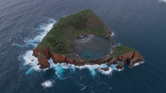 Aerial view of Ilheu de Vila Franca do Campo, Portugal.