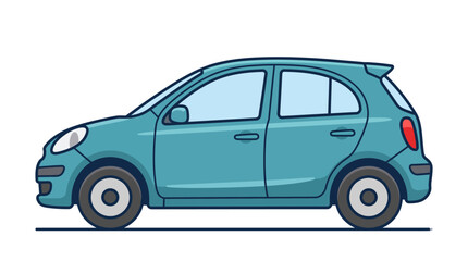 Fototapeta premium Flat vector illustration of a modern hatchback car side view isolated on white background