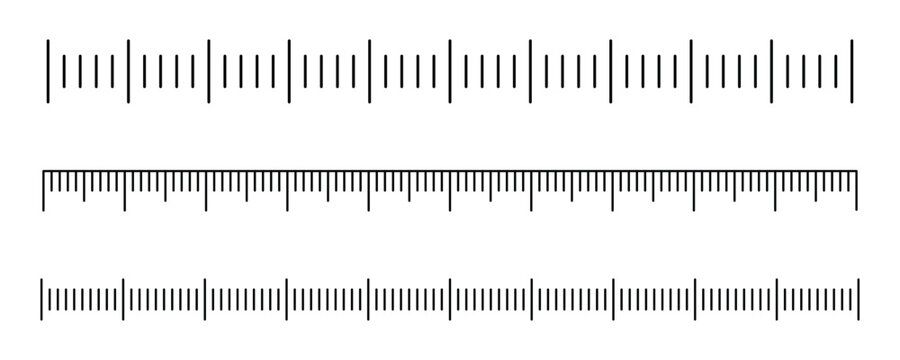 Size indicators ruler scale sign isolated on white background. Hand drawn ruler scale design to represent quantification, sizing and values. Measurement scale vector illustration.