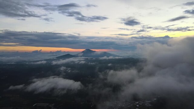 clouds over the mountains & volcano pacaya guatemala.
drone shot