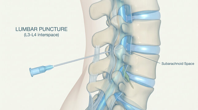 Medical Illustration of Lumbar Puncture Spinal Needle Insertion L3 L4
