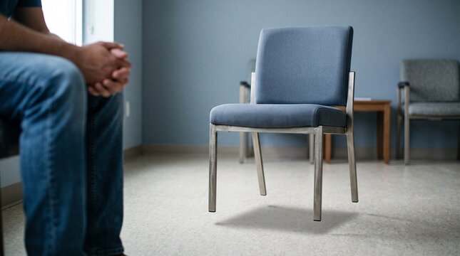 Grounded hands near a weightless waiting chair