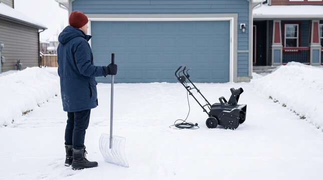 Homeowner stages snowblower jam prevention tools