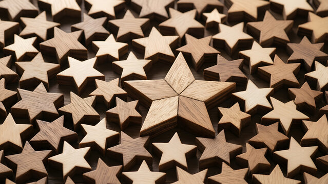Geometric wooden star tessellation for a natural Christmas