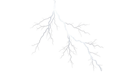 Fototapeta premium Bright white lightning bolt striking down against a stark white background