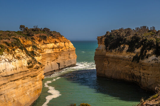 Exposure of the Loch Ard Gorge part of the 12 Apostles attraction, one of the most iconic natural formations in the world and a must-see landmark on The Great Ocean Road, Princetown, VIC, Australia
