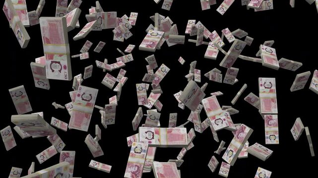 Money Rain British Pounds Sterling With Alpha Channel