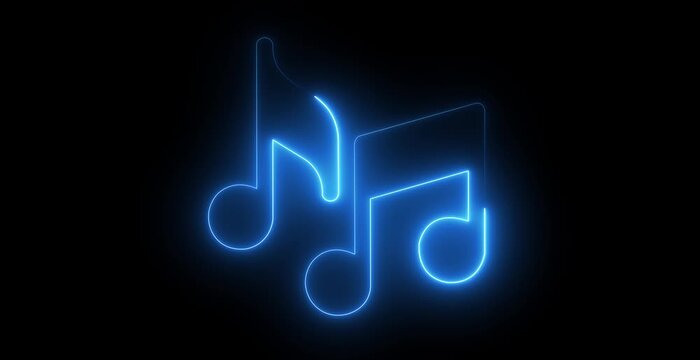 Neon pink glowing musical note symbol animated loop music audio sound radio icon