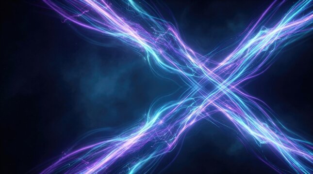 Electric Energy X: Glowing Abstract Light Lines on Dark Background