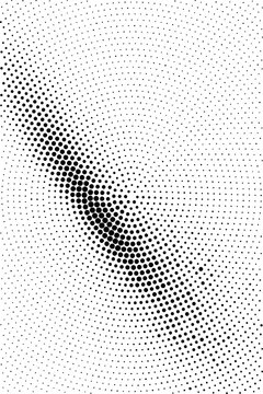 Abstract halftone pattern with radial dots isolated on white background