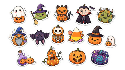 Obraz premium Collection of adorable halloween themed sticker designs for festive decorations with halloween