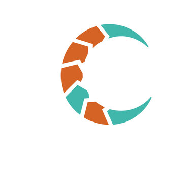 Abstract crescent shape with geometric segments
