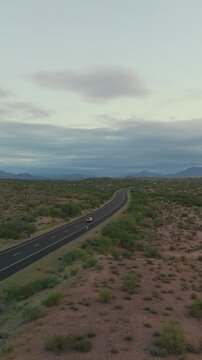 Early Morning Drone Vertical View Of Beeline Highway Near Mesa, AZ