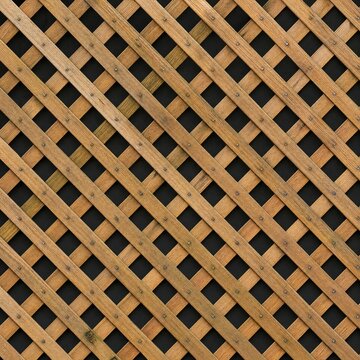 Wooden garden trellis texture in diagonal lattice pattern  