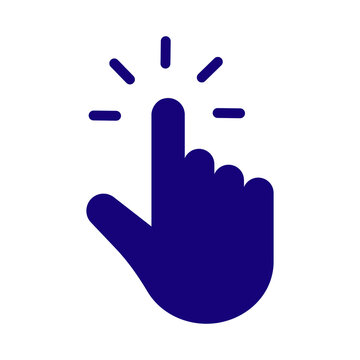 Dark blue finger cursor icon representing a digital click or touch interaction transparent background