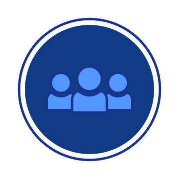 Flat blue user group icon representing social community and team connection transparent background