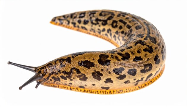 Leopard Slug Limax Maximus Isolated on White Background