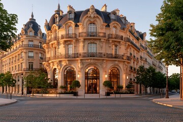 Fototapeta premium Parisian luxury building architecture and grand Haussmann facade