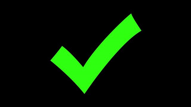 Green check mark animation, classic style, transparent background