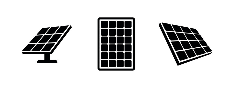 Icons: Solar panels, photovoltaic modules