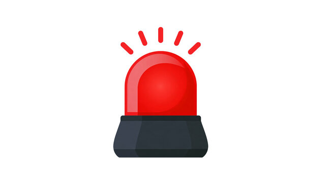 Isolated red emergency alarm siren light blinking for warning or security system alert