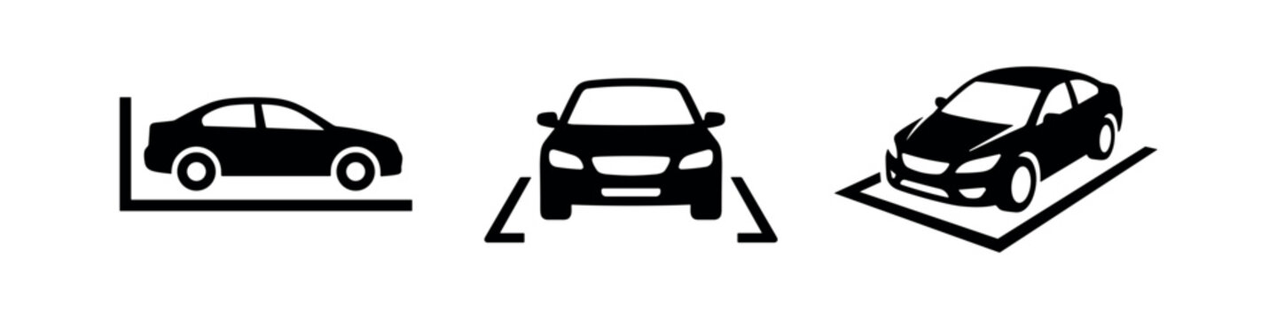 Parking Space Icons: Car and Lines