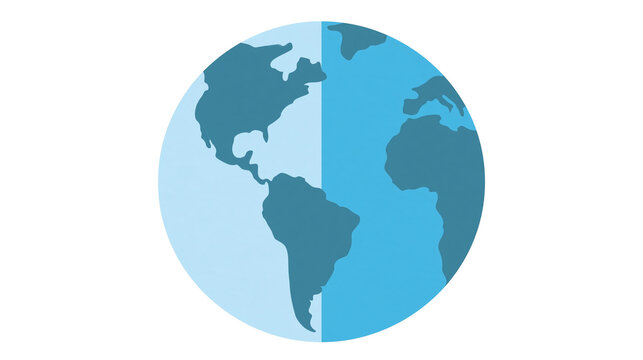 Isolated blue stylized globe icon representing Earth, global connectivity, geography, and travel concept
