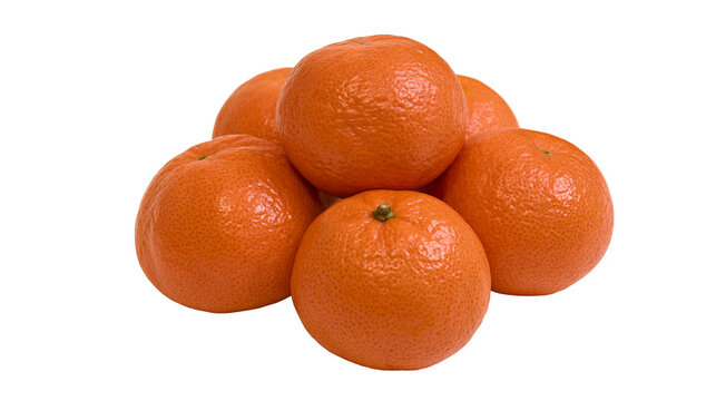 Isolated fresh ripe bright orange tangerines or mandarins stacked in a pile.