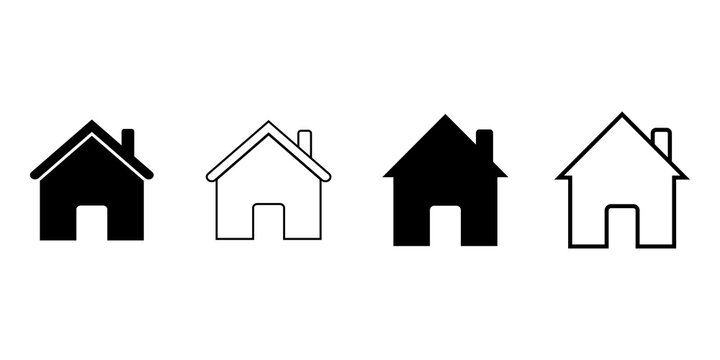 Set of simple black house icons for website navigation and real estate interface design